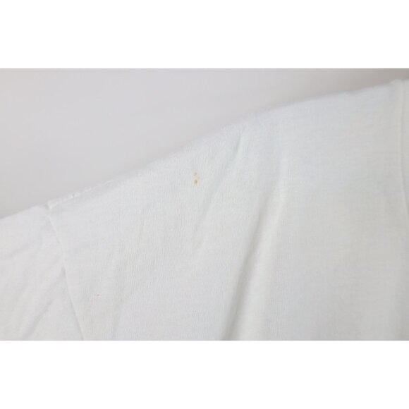 Vtg 90s Streetwear Womens XL Distressed USPS Postage Stamps Flower T-Shirt USA - Picture 5 of 16